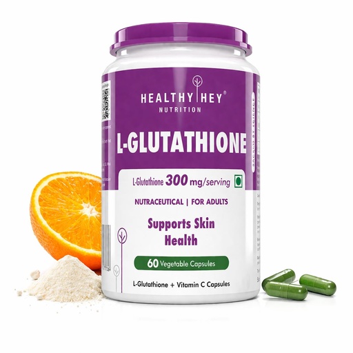 [BRSWGCYECR7RSHY6] HealthyHey Nutrition Glutathione - Support Skin Health - 100% Vegetarian Source - 300mg - 60 Veg Capsules