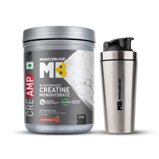 [BRSRGFAHB56AIDTD] MuscleBlaze Micronised Creatine Monohydrate CreAMP, 320g + Shaker