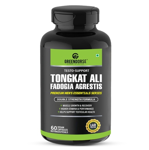 [BRSRMAIBAR7GKCQ7] GREENDORSE Fadogia Agrestis 600mg & Tongkat Ali 400mg with Zinc & Vitamin D3 | Longjack Tongkat Ali (2% Eurycomanone) with Fadogia Agrestris Standardized to 10:1 Stem extract- 60 Veg Capsules
