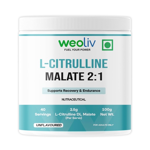 [BRSRGYAFBYIRMELF] Citrulline Malate Powder 100g (40 Servings) | Unflavoured | Pure Citrulline Malate Pre Workout Supplement | Supports Nitric Oxide, Muscle Pump, Strength & Recovery | For Men & Women