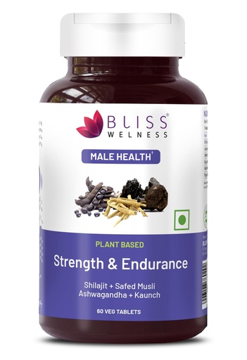 [BRSW2FARB4AQY2DP] Bliss Welness Testosterone Supplement | Shilajit Ashwagandha Kaunch Beej Safed Musli Akarkhara Extract | Energy Performance Ayurvedic Health Supplement - 60 Vegetarian Tablets