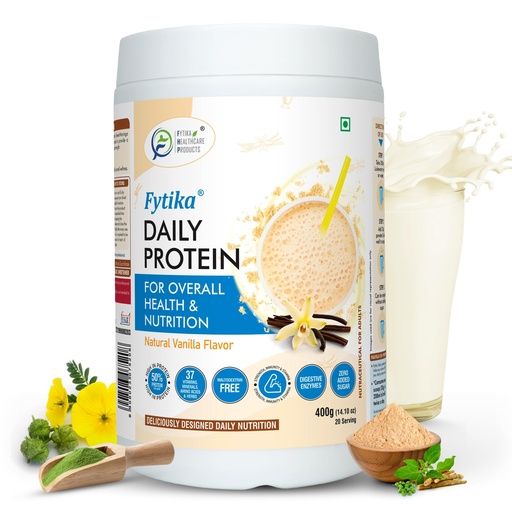 [BRSROBL7A57B633K] Fytika Daily Protein-400g (Pack of 1, Vanila) | Complete Nutrition Drink for Adults with 37 Essential Vitamins & Minerals | 50% Protein Per Serve | High Protein Drink for Men & Women