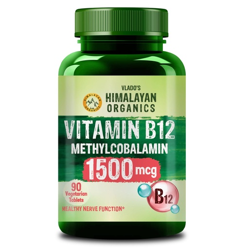 [BRSROYI7AQMGKGQ3] Vlado's Himalayan Organics Methylcobalamin Vitamin B12 1500mcg Supplement for Men & Women - 90 Veg Tablets