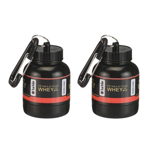 [BRSW22QFO4IAACA2] Amazing Whey loader Protein Carry Funnel Portable Protein Whey or Supplement Powder Combo Pack of 2 Carrying Whey Funnel and Container Box with Key-Chain (BLACK) 30 ml, Plastic