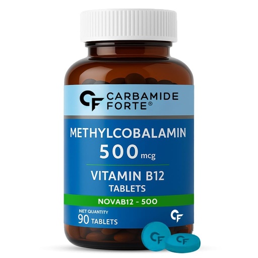 [BRSRMAI7PN4GMYAV] Carbamide Forte Vitamin B12 Tablets | Methylcobalamin 500mcg - Active Form of Methylcobalamin B12 Vitamin Tablets For Men & Women - 90 Tablets