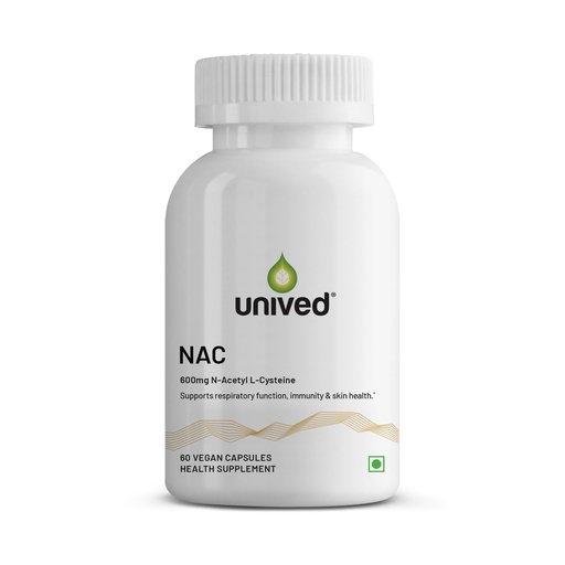 [BRSRAYIODIHWYGY4] Unived NAC | N-Acetyl-L-Cysteine 600mg | Supports Respiratory, Immune, and Skin Health | 60 Vegan Capsules