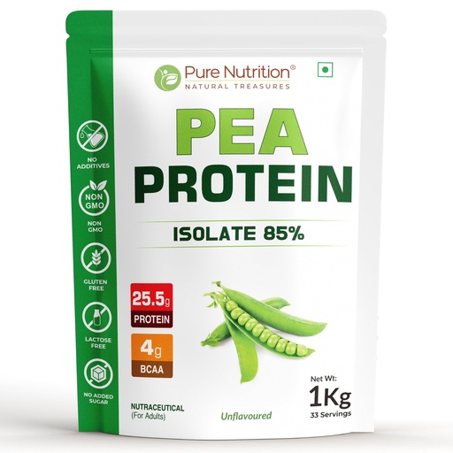 [BRSRABQ7OF7B4CDZ] Pure Nutrition Pea Protein Isolate Powder | Plant Based Protein Powder with Pure Pea Protein Isolate | Vegan Protein Powder for Muscle Recovery & Strength Support | High Protein Dairy Free & Gluten Free Pea Plant Protein for Men & Women - 1kg Unflavoured