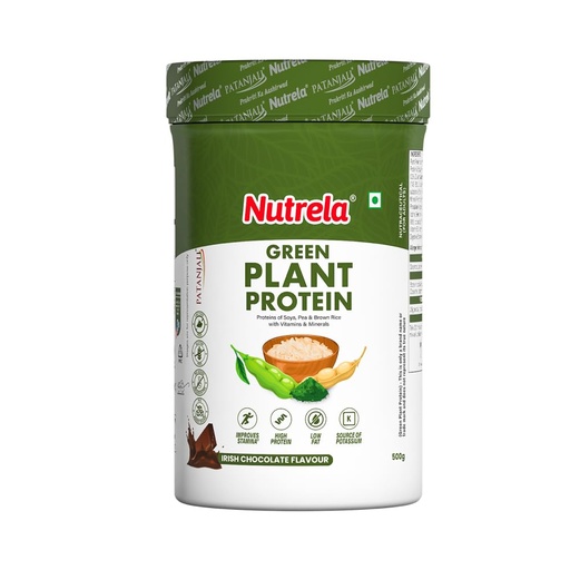 [BRSRAZ35O5YRSET2] Nutrela Green Plant protein Powder - 500g (Chocolate) | Brown Rice & Pea with Multivitamins & Minerals