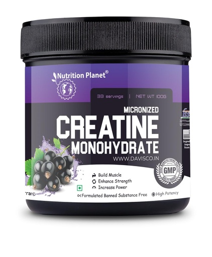 [BRSRAAQRPIAR62T4] Nutrition Planet Micronized Creatine Monohydrate (Black Currant, 100g / 0.22 Lb, 33 Servings)