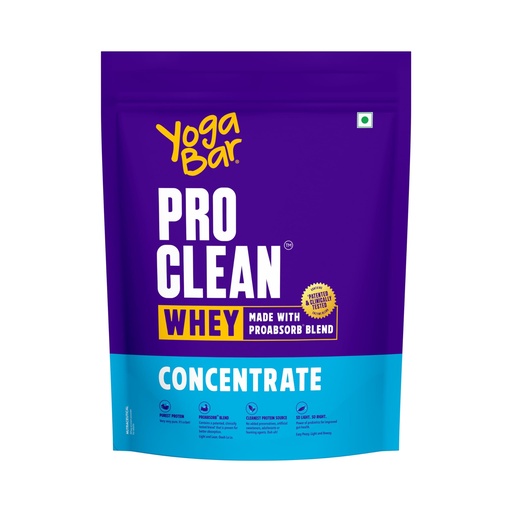 [BRSRABD4A5YWO3AY] Yogabar ProClean Whey Protein Concentrate 1kg | 27g Protein per Serve | Unflavoured Whey Protein Powder | Clean & Light | Patented & Clinically Tested Pro-Absorb Blend