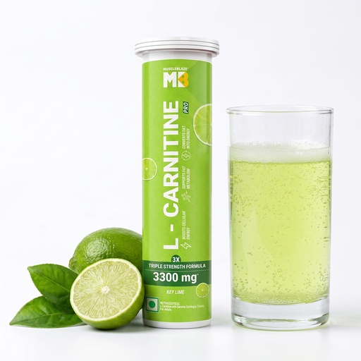 [BRSRYFI3BMPGA3Y6] MuscleBlaze L-Carnitine PRO 3300mg, Key Lime, 10 Effervescent Tablets
