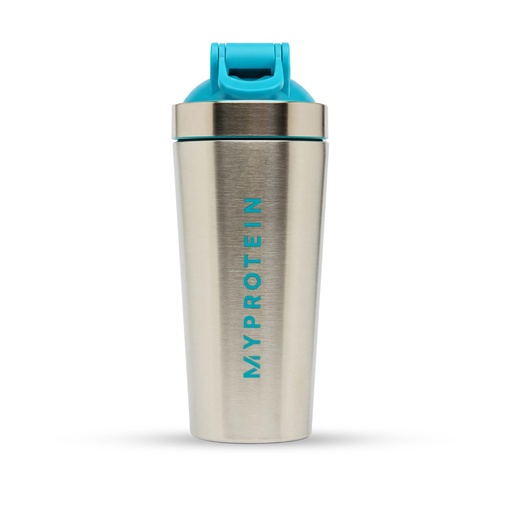 [BRSWGYIZBN7WKFLV] Myprotein Metal Shaker Stainless Steel Bottles For Gym (Silver-Blue)-100% Leakproof Guarantee, Ideal For Protein, Pre Workout, Bcaas & Water Bpa Free 750 ML