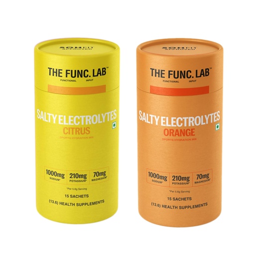 [BRSRYFDRBYHQY3D6] The Func. Lab Daily Electrolytes Combo | Salty Citrus Lemon & Salty Orange | 15 Sachets Each | Electrolyte Hydration Drink Mix