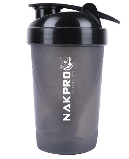 [BRSWYH3QPMMA23A3] NAKPRO NUTRITION Shaker bottle for protein shake, Leakproof Guarantee, Food Grade & BPA Free Material - (Black 500 ml)