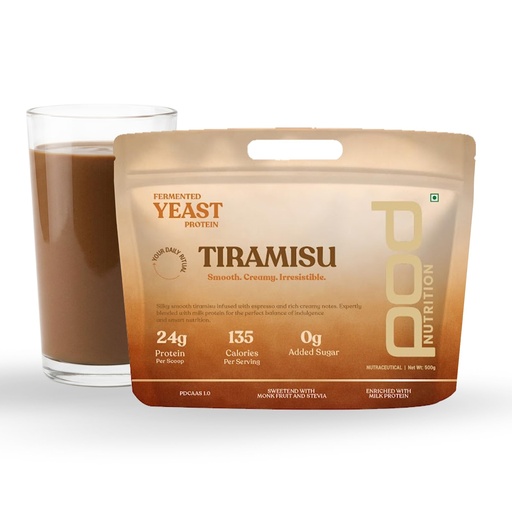[BRSRGBQ6BMIBSFI2] Fermented Yeast & Milk Protein Powder | Tiramisu Flavor with Real Coffee | 24g Protein, 135 Calories, Gut-Friendly | Sweetened with Stevia & Monk Fruit | No Bloating | 500g