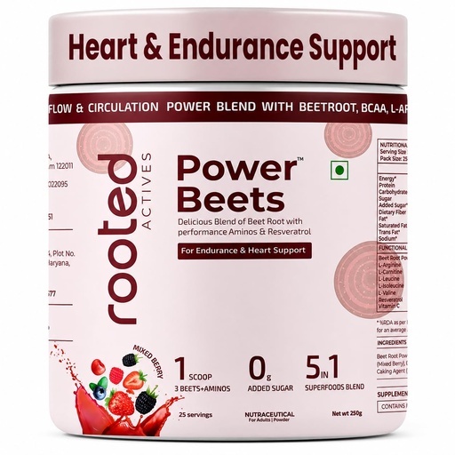 [BRSREHANBMIGKCDU] Power Beets Organic Beetroot Powder Superfood | Plant-Based Blend with Beetroot, BCAAs, L‑Arginine, L‑Carnitine & Resveratrol | Natural Stevia‑Sweetened, Non‑GMO, Keto, Vegan (No Added Sugar)