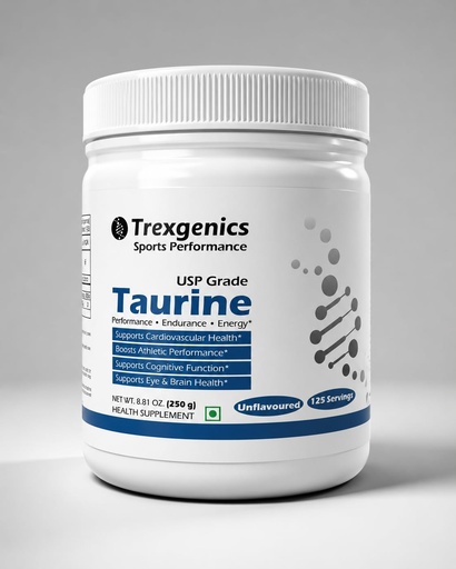 [BRSRAA3YPN7BYGQ4] Trexgenics TAURINE USP grade PURE POWDER Nervous System, Energy, Heart, Cardiovascular system, Brain, Eye Health Support (250 GRAM)