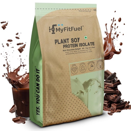 [BRSRMBD3C55RAHLJ] MyFitFuel Plant Soy Protein Isolate 90 | Pure Soy | 1 Kg, 28 Servings (Rich Chocolate Delight)