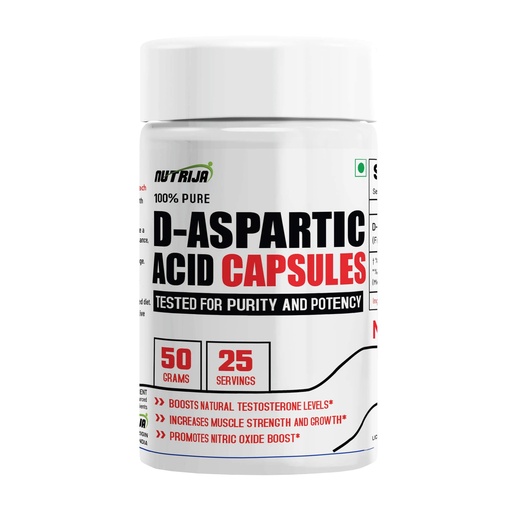 [BRSRMCYTOB7GA33G] NutriJa D-Aspartic Acid Powder 50g | 2000mg DAA Per Serving | 25 Servings | Pure DAA Amino Acid Supplement | Unflavoured Powder for Men’s Fitness, Gym Training & Active Lifestyle