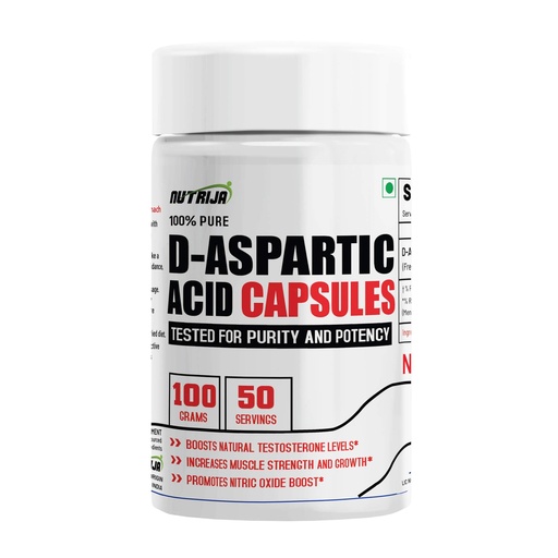 [BRSWGBL5BANROGQV] NutriJa D-Aspartic Acid Powder 100g | 2000mg DAA Per Serving | 50 Servings | Pure DAA Amino Acid Supplement | Unflavoured Powder for Men’s Fitness, Gym Training & Active Lifestyle