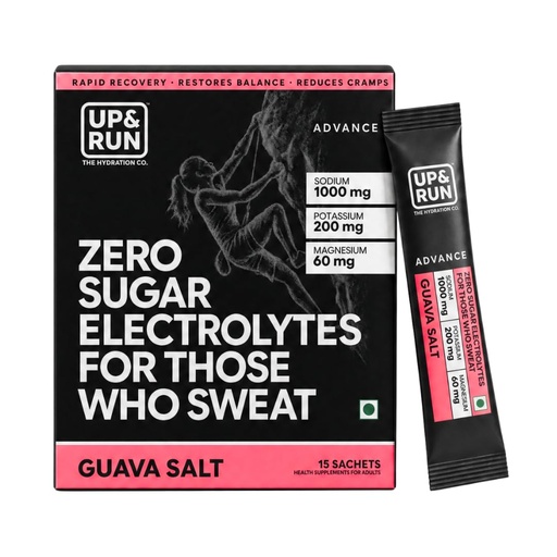 [BRSREGIOBYFBEFA6] UP&RUN Advance Guava Salt | Sugar Free Electrolyte for Adults | 15 Sachets