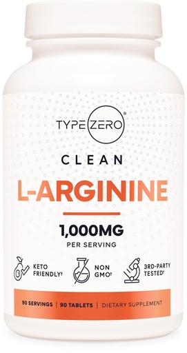 [BRSRAFIYC4BAG3A6] Type Zero L-Arginine 90 Tablets 1,000 mg per Serving - Non-GMO