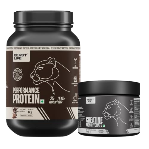 [BRSRY2YFDN5BUA3O] BeastLife Performance Yeast Protein Powder 1Kg with Creatine Monohydrate 100g | 25g Protein | Chocolate, Unflavoured | Smooth & Light, Easy to Digest with Ultrasorb Tech