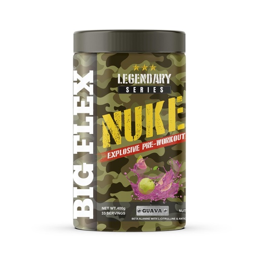 [BRSWGBL5BB6BS3L2] Bigflex Nuke Pre Workout Powder| 33 Servings |Energy Booster| (Guava, 400 gm)