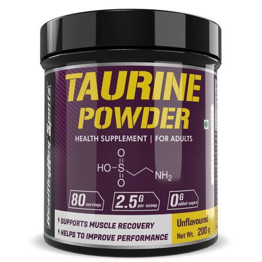 [BRSRMAL5ORYREDTV] HealthyHey Sports Taurine Powder - Amino Acid Supplement - Improve Performance & Helps Recovery - 200 gram - 80 Servings