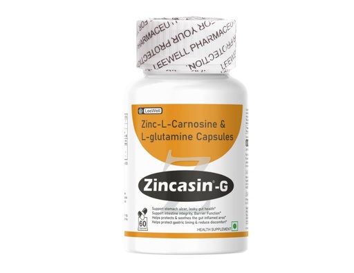 [BRSREZTROECAKDIZ] Zincasin -G (LeeWell) Zinc Carnosine with L Glutamine 1100mg Supplement | support gut lining repair, inflammation reduction, leaky gut recovery and digestive comfort- 60 Capsules