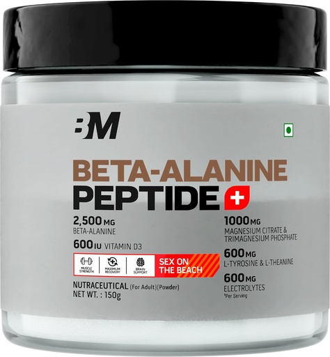 [BRSRGAT7AFYQEHI7] Bigmuscles Nutrition Beta-Alanine + Peptides [150g, Sex On The Beach] | Beta Alanine Powder with Superior Grade Magnesium, Electrolytes, Tyrosine & Vitamin D3
