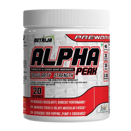 [BRSWGAAOCMPWCD3U] NutriJa Alpha Peak - Pre Workout-Tangy Orange - (250 Grams) - Powder