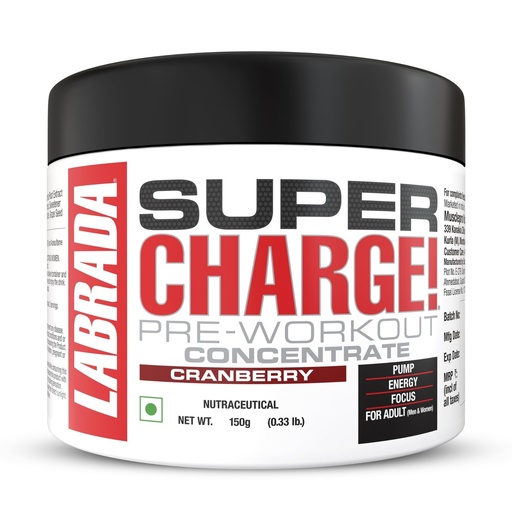 [BRSROBDYOYIGYD3L] Labrada Super Charge Pre-Workout Concentrate 150g, Cranberry (30 Servings | 0.75g L-Arginine |375mg L-Citrulline Malate |2g Beta Alanine | 150mg Caffeine Anhydrous | 250mg Ashwagandha Extract)