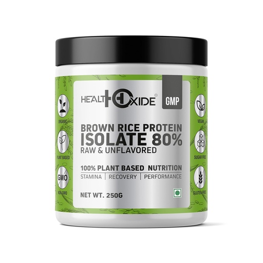 [BRSRM2Q2PMCGEE35] HealthOxide Brown Rice Protein Isolate 80% | Unflavoured Vegan Plant Protein Powder | Gluten-Free, Dairy-Free & Soy-Free | Lab Tested | Supports Muscle Growth, Recovery & Daily Nutrition | 250g