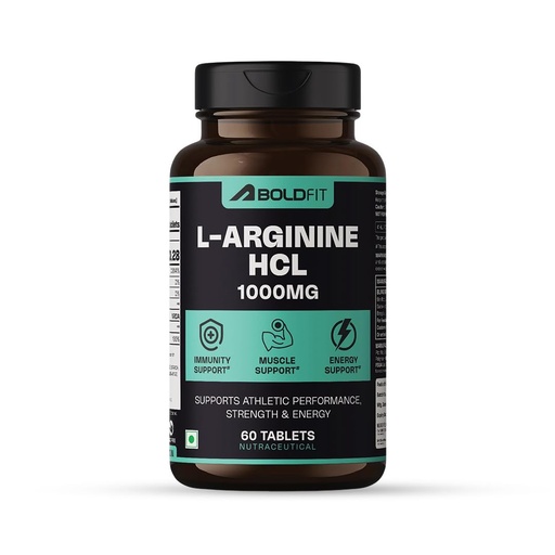 [BRSWYAY3BEGR4H3J] Boldfit L-Arginine Supplement 1000mg with Nitric Oxide Arginine Supplement for Men & Women for Muscle Growth, Stamina, Recovery, Immune Booster & Energy - 60 Tablets