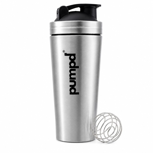 [BRSRY2QNCAIAE23G] PUMPD Stainless Steel Gym Shaker 750 ml Silver Protein Shaker Leakproof With Blender Ball