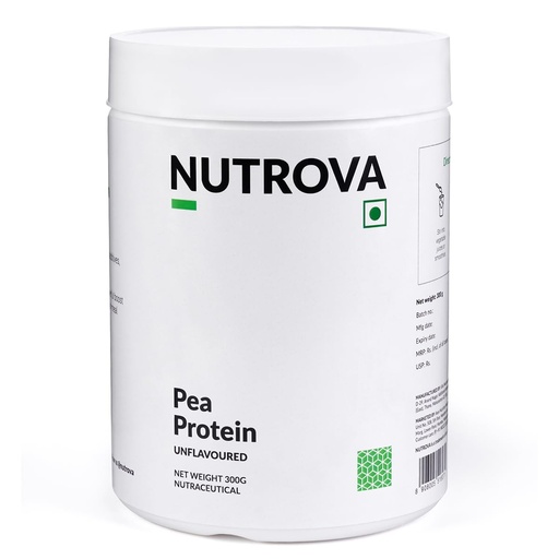 [BRSW2ZT5O4HWYFLB] NUTROVA Pea Protein Powder, Vegan Protein Isolate - No Added Sugar, Artificial Sweeteners or Flavours, Vegan & Gluten-free - Easy to Mix (300gm) 80% protein content, 8g of protein in every 10g scoop