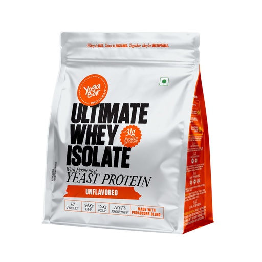 [BRSRYZYKOJ6RSAY4] Yogabar Ultimate Whey Protein Powder (Unflavoured) | 31g Complete Protein with Whey Protein Isolate + Fermented Yeast Protein | Added Probiotics & Digestive Enzymes | No Added Sugar | 500g