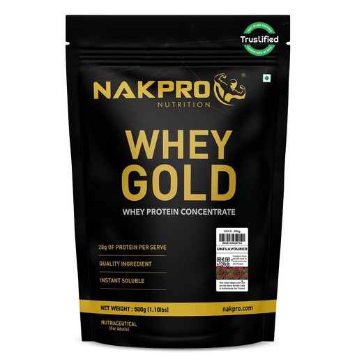 [BRSWGGI6OAPWEAL3] NAKPRO Gold 100% Clean Raw Whey Protein Concentrate, 500g Unflavoured | 28g Protein | Trustified Certified & No Adulteration | Fast Absorbing Whey Protein Powder