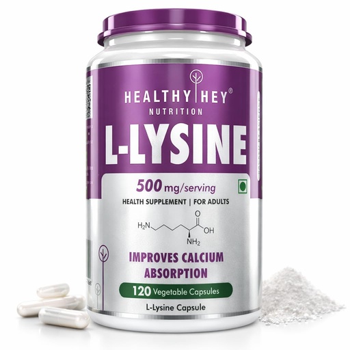 [BRSWGGT4OQIBMHIZ] HealthyHey Nutrition L-Lysine 120 Vegetable Capsules