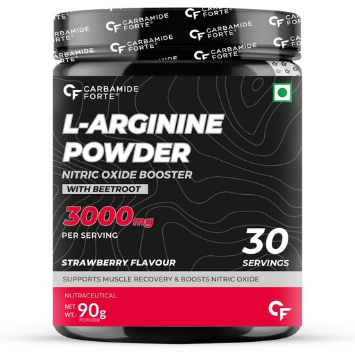 [BRSROEACCB6QAH3G] Carbamide Forte L Arginine Powder Supplement 3000mg | Pre-workout for men & women | L Arginine Supplement| Beet Root Powder - Strawberry - 90g