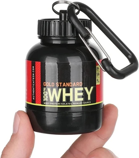[BRSROZQQO4MQKCA7] Portable Supplement Powder Carrying Whey Bottle Protein or Supplement Funnel with Key-Chain - 30 ml Plastic (BLACK)