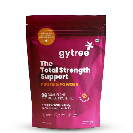 [BRSROZAPAEGRYGTP] Gytree Plant Protein Powder For Women | Vegan Dual Plant-Based Protein | 26 gram per serving of Pea & Brown Rice Protein | Plant Protein for Women (Cafe Mocha, 500g)