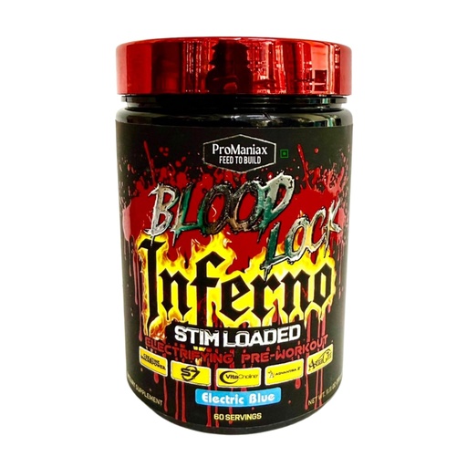 [BRSRGGAFCEPGGE3U] Blood Lock Stim Loaded Inferno Pre-Workout | 60 Servings (315GM) Electric Blue Flavor