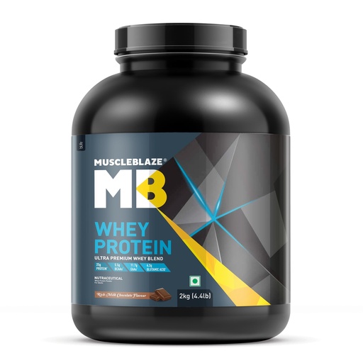 [BRSWIFI6BZ5BGCTE] MuscleBlaze 100% Whey Protein Blend, Rich Milk Chocolate, 2kg (4.4lb)