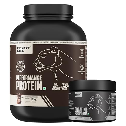 [BRSRYYL2O4PAYE33] BeastLife Performance Protein Powder (2kg) with Creatine (100g) | Chocolate | High Absorption for Muscle Growth| 25g Protein, 5.64g BCAA | Improves Immune Function- Yeast Protein