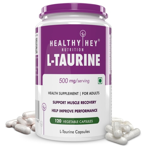 [BRSWGFIRBMGQAFI2] HealthyHey L-Taurine - Amino Acid Supplement - 120 Vegetable Capsules