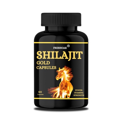 [BRSREZAQO5YBG2DX] Shilajit Gold Capsules for Men | Power, Stamina & Strength | Natural Energy Booster with Pure Shilajit, Ashwagandha, Safed Musli & Gokshura | 60 Veg Capsules (Pack 1)