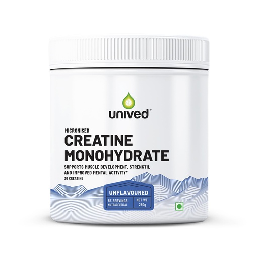 [BRSWYCQ7CUAWEE3F] Unived Micronised Creatine Monohydrate Powder – 250g (83 Servings) | 100% Pure, Unflavoured | Supports Strength, Power & Muscle Recovery