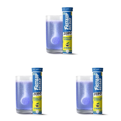 [BRSRGBICAABGGYD4] Reload Zero - Zero Sugar Instant Energy & Hydration Drink - Ice Current Flavour - 22 Effervescent Tablets (Pack of 3)